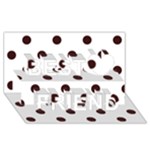 Polka Dots - Dark Sienna Brown on White Best Friends 3D Greeting Card (8x4)