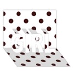 Polka Dots - Dark Sienna Brown on White GIRL 3D Greeting Card (7x5)