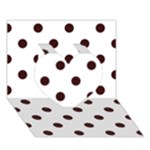 Polka Dots - Dark Sienna Brown on White Heart 3D Greeting Card (7x5)