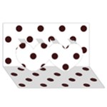 Polka Dots - Dark Sienna Brown on White Twin Hearts 3D Greeting Card (8x4)