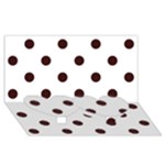 Polka Dots - Dark Sienna Brown on White Twin Heart Bottom 3D Greeting Card (8x4)