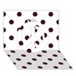 Polka Dots - Dark Sienna Brown on White Peace Sign 3D Greeting Card (7x5)