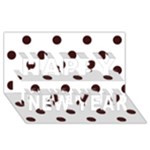 Polka Dots - Dark Sienna Brown on White Happy New Year 3D Greeting Card (8x4)
