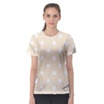 Polka Dots - White on Champagne Orange Women s Sport Mesh Tee