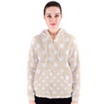 Polka Dots - White on Champagne Orange Women s Zipper Hoodie