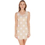 Polka Dots - White on Champagne Orange Bodycon Dress