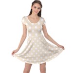 Polka Dots - White on Champagne Orange Cap Sleeve Dress