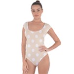 Polka Dots - White on Champagne Orange Short Sleeve Leotard (Ladies)