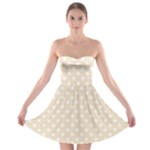 Polka Dots - White on Champagne Orange Strapless Bra Top Dress