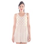 Polka Dots - White on Champagne Orange Scoop Neck Skater Dress