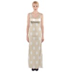 Polka Dots - White on Champagne Orange Maxi Thigh Split Dress