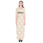 Polka Dots - White on Champagne Orange Short Sleeve Maxi Dress