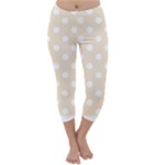 Polka Dots - White on Champagne Orange Capri Winter Leggings