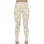 Polka Dots - White on Champagne Orange Yoga Leggings