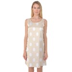 Polka Dots - White on Champagne Orange Sleeveless Satin Nightdress