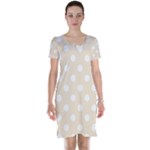 Polka Dots - White on Champagne Orange Short Sleeve Nightdress