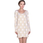 Polka Dots - White on Champagne Orange Long Sleeve Nightdress