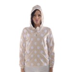 Polka Dots - White on Champagne Orange Hooded Wind Breaker (Women)
