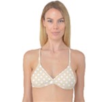 Polka Dots - White on Champagne Orange Reversible Tri Bikini Top