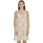 Polka Dots - White on Champagne Orange Women s Reversible Sports Bra with Border