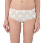 Polka Dots - White on Champagne Orange Mid-Waist Bikini Bottoms