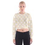 Polka Dots - White on Champagne Orange Women s Cropped Sweatshirt