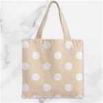 Polka Dots - White on Champagne Orange Zipper Grocery Tote Bag