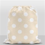Polka Dots - White on Champagne Orange Drawstring Bag (Small)