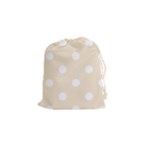 Polka Dots - White on Champagne Orange Drawstring Pouch (S)