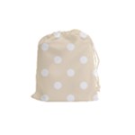 Polka Dots - White on Champagne Orange Drawstring Pouch (M)