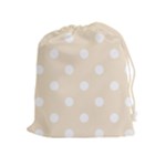Polka Dots - White on Champagne Orange Drawstring Pouch (XL)