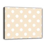 Polka Dots - White on Champagne Orange Canvas 14  x 11  (Stretched)