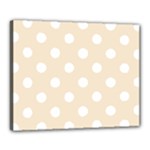 Polka Dots - White on Champagne Orange Canvas 20  x 16  (Stretched)