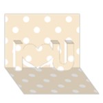 Polka Dots - White on Champagne Orange I Love You 3D Greeting Card (7x5)