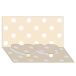 Polka Dots - White on Champagne Orange Twin Heart Bottom 3D Greeting Card (8x4)