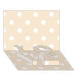 Polka Dots - White on Champagne Orange LOVE Bottom 3D Greeting Card (7x5)