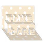 Polka Dots - White on Champagne Orange TAKE CARE 3D Greeting Card (7x5)