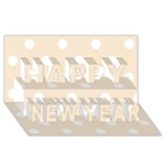 Polka Dots - White on Champagne Orange Happy New Year 3D Greeting Card (8x4)