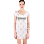 Polka Dots - Champagne Orange on White Short Sleeve Bodycon Dress