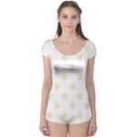 Polka Dots - Champagne Orange on White Boyleg Leotard (Ladies)