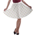 Polka Dots - Champagne Orange on White A-line Skater Skirt