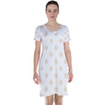 Polka Dots - Champagne Orange on White Short Sleeve Nightdress