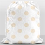 Polka Dots - Champagne Orange on White Drawstring Bag (Large)