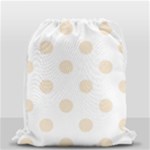 Polka Dots - Champagne Orange on White Drawstring Bag (Small)