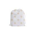 Polka Dots - Champagne Orange on White Drawstring Pouch (S)
