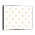 Polka Dots - Champagne Orange on White Canvas 14  x 11  (Stretched)