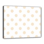 Polka Dots - Champagne Orange on White Canvas 20  x 16  (Stretched)