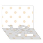 Polka Dots - Champagne Orange on White LOVE Bottom 3D Greeting Card (7x5)