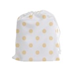 Polka Dots - Peach Orange on White Drawstring Pouch (XL)