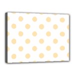 Polka Dots - Peach Orange on White Canvas 16  x 12  (Stretched)